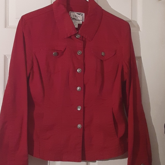 Red Button Up Jacket - Picture 3 of 4